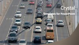  Presentation with traffic road - Theme featuring center mass - heavy traffic on a main background and a gray colored foreground