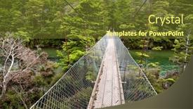  Presentation with suspension bridge - Presentation design enhanced with suspension-walking-bridge-over background and a tawny brown colored foreground