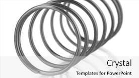  Presentation with spring - Colorful slide deck enhanced with suspension wire - coil spring isolated on white backdrop and a light gray colored foreground