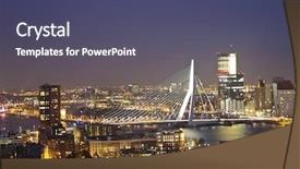  Presentation with suspension - Slides featuring suspension wire - erasmusbridge by night in rotterdam background and a  colored foreground