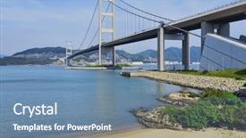  Presentation with hong kong - Amazing slide deck having suspension wire - hong kong bridge tsing ma backdrop and a  colored foreground