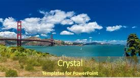  Presentation with san francisco - Slide deck enhanced with suspension wire - panoramic large resolution shot background and a tawny brown colored foreground