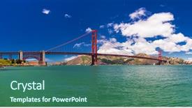  Presentation with golden 50th anniversary - PPT theme with suspension wire - panoramic large resolution shot background and a ocean colored foreground