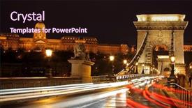  Presentation with suspension bridge - Colorful theme enhanced with suspension wire - traffic at chain bridge budapest backdrop and a wine colored foreground