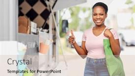  Presentation with food truck - Beautiful slides featuring sustainability-and-people-concept-happy backdrop and a lemonade colored foreground