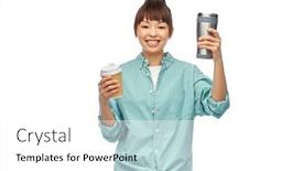  Presentation with young happy people smiling - Presentation design consisting of sustainability-and-people-concept-portrait background and a white colored foreground