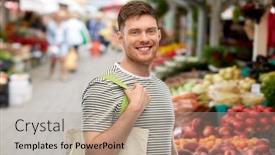  Presentation with market food - PPT theme enhanced with sustainability-consumerism-and-eco-friendly background and a mint green colored foreground