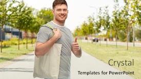  Presentation with eco friendly city - Slide set consisting of sustainability-consumerism-and-eco-friendly background and a soft green colored foreground