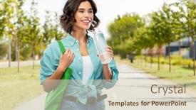  Presentation with eco city - Colorful slide set enhanced with sustainability-eco-living-and-people backdrop and a soft green colored foreground