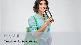  Presentation with reusable cup - Presentation theme consisting of sustainability-eco-living-and-people background and a light gray colored foreground