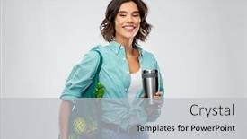  Presentation with reusable cup - Presentation theme enhanced with sustainability-food-shopping-and-eco background and a light gray colored foreground