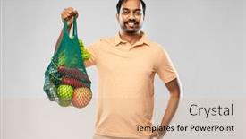  Presentation with sustainability - PPT theme with sustainability-food-shopping-and-eco background and a coral colored foreground