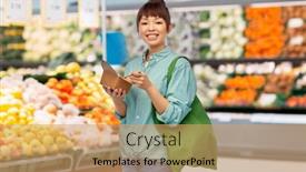  Presentation with eco sustainability - Colorful slide set enhanced with sustainability-food-shopping-and-eco backdrop and a coral colored foreground