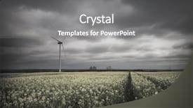  Presentation with sustainable agriculture - Colorful PPT theme enhanced with sustainable agriculture - wind turbines on green field backdrop and a gray colored foreground