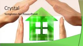  Presentation with architecture home - Audience pleasing PPT theme consisting of sustainable architecture - conceptual home symbol made backdrop and a coral colored foreground