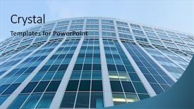  Presentation with building - Colorful PPT theme enhanced with sustainable architecture - transparent glass wall of office backdrop and a light blue colored foreground