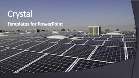  Presentation with solar power plant - Cool new PPT theme with sustainable building - solar panels at a solar backdrop and a seafoam green colored foreground