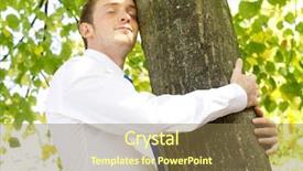  Presentation with tree - Amazing theme having sustainable business - businessman hugging tree backdrop and a tawny brown colored foreground