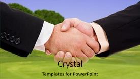  Presentation with global warming - Audience pleasing theme consisting of sustainable business - global warming handshake backdrop and a gold colored foreground