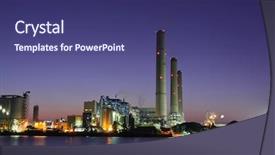  Presentation with industrial - Beautiful PPT theme featuring sustainable business - industrial building at night backdrop and a violet colored foreground