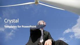  Presentation with turbine - Amazing PPT layouts having sustainable business - man in suit phoning near backdrop and a teal colored foreground