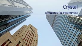  Presentation with building electrical services - Presentation design consisting of sustainable city - building to sky background and a sky blue colored foreground