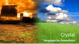  Presentation with global - Presentation theme with sustainable city - effect of global warming background and a tawny brown colored foreground