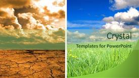  Presentation with global warming - Audience pleasing presentation theme consisting of sustainable city - global warming effect backdrop and a mint green colored foreground