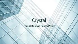  Presentation with city buildings - Theme featuring sustainable city - low angle view to light background and a sky blue colored foreground