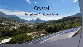  Presentation with solar panels - Slides having sustainable city - solar panels on the roof background and a light blue colored foreground