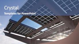  Presentation with solar power - Beautiful PPT theme featuring sustainable construction - solar power panel backdrop and a ocean colored foreground