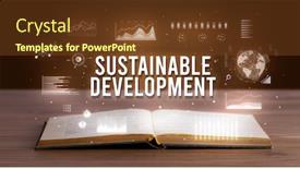  Presentation with sustainable development - Colorful theme enhanced with sustainable-development-inscription-coming-out backdrop and a tawny brown colored foreground