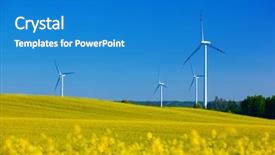  Presentation with water environment - Slides with sustainable development water - wind turbines on spring field background and a teal colored foreground