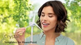  Presentation with green power - Audience pleasing slide deck consisting of sustainable-energy-power-and-people backdrop and a coral colored foreground