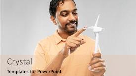  Presentation with power energy - Beautiful presentation design featuring sustainable-energy-power-and-people backdrop and a coral colored foreground