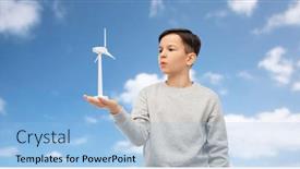  Presentation with power energy - Audience pleasing slide deck consisting of sustainable-energy-power-and-people backdrop and a light blue colored foreground