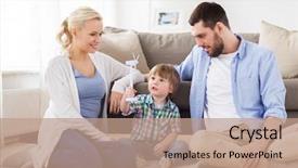  Presentation with renewable energy - Slides featuring sustainable homes - family renewable energy ecology background and a coral colored foreground