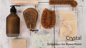  Presentation with food waste - Slides enhanced with sustainable lifestyle concept plastic free background and a soft green colored foreground