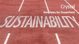  Presentation with sustainability - Slides with global sustainable development progress - sustainability written on running track background and a coral colored foreground
