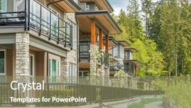  Presentation with apartment buildings - Colorful presentation theme enhanced with sustinable tourism - modern apartment buildings in vancouver backdrop and a coral colored foreground