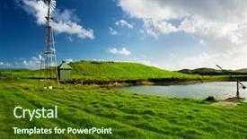  Presentation with windmill australia - Colorful PPT layouts enhanced with sustinable tourism - windmill on a farm backdrop and a tawny brown colored foreground