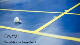  Presentation with badminton - Beautiful slide deck featuring suttle colours - badminton - badminton courts backdrop and a light blue colored foreground
