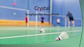  Presentation with badminton - PPT layouts consisting of suttle colours - badminton - indoor badminton courts background and a light blue colored foreground