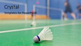  Presentation with badminton - Beautiful slides featuring suttle colours - badminton - indoor badminton courts backdrop and a  colored foreground