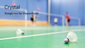  Presentation with badminton - Slides having suttle colours - badminton - indoor badminton courts background and a light blue colored foreground