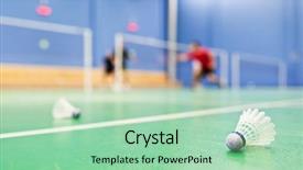  Presentation with badminton - PPT layouts featuring suttle colours - badminton - indoor badminton courts background and a  colored foreground