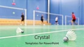  Presentation with badminton - Theme enhanced with suttle colours - badminton - indoor badminton courts background and a mint green colored foreground