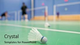  Presentation with badminton - Amazing PPT layouts having suttle colours - badminton - indoor badminton courts backdrop and a mint green colored foreground