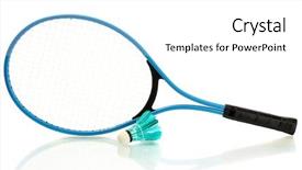  Presentation with white badminton shuttlecock - Cool new presentation theme with suttle colours - badminton racket and shuttlecock isolated backdrop and a white colored foreground