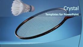  Presentation with badminton - Theme consisting of suttle colours - badminton racket striking shuttlecock background and a ocean colored foreground
